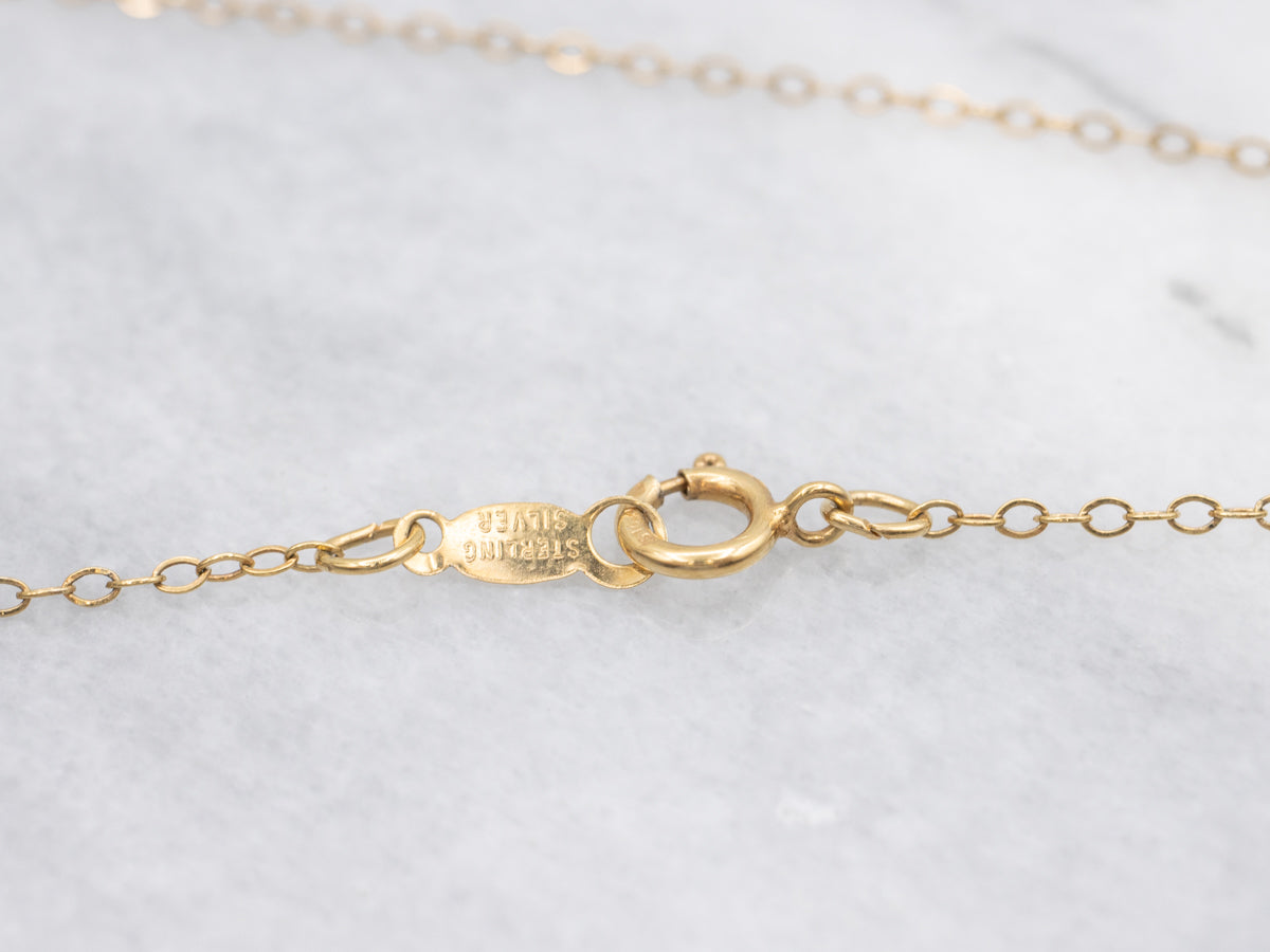 Gold East-to-West Disc Necklace with Engraved Border