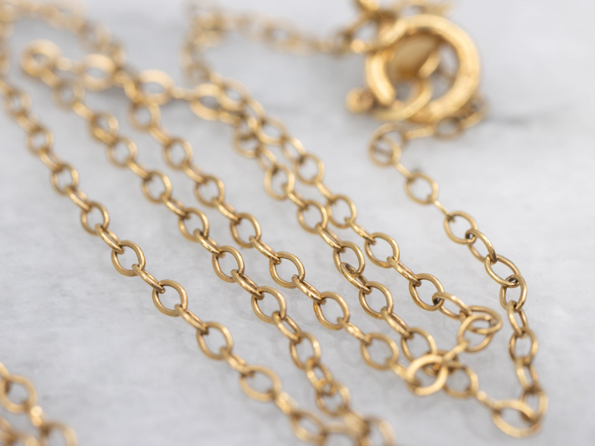 Gold East-to-West Disc Necklace with Engraved Border