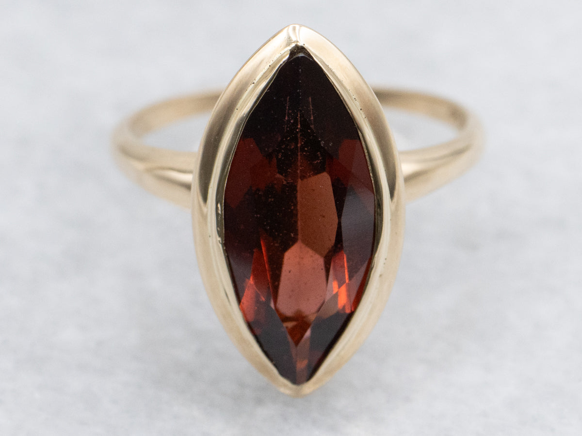 Vintage Gold Bezel Set Garnet Ring