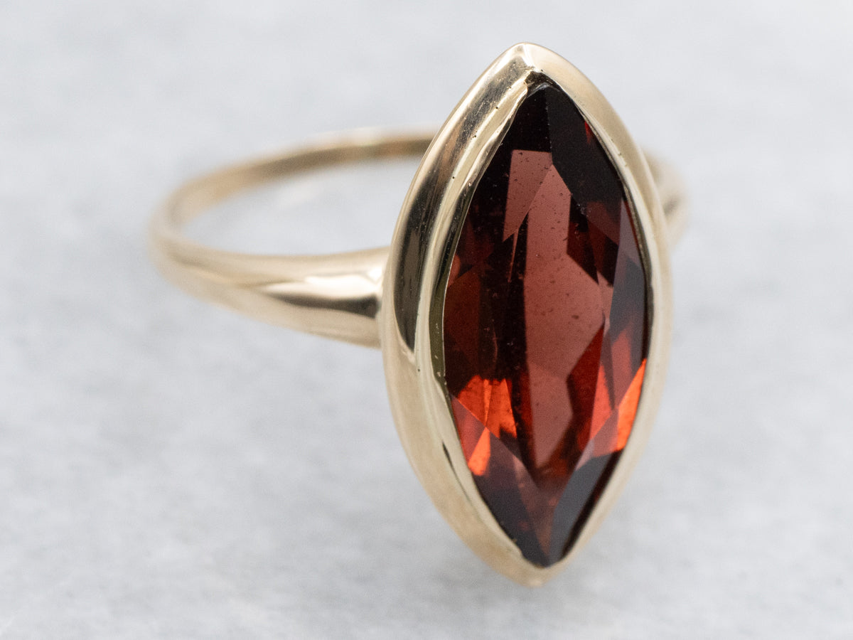 Vintage Gold Bezel Set Garnet Ring