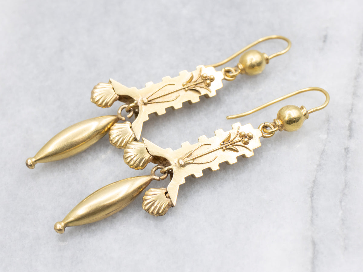 *RESERVED* Antique Etruscan Revival Georgian-Victorian Era Dangle Earrings