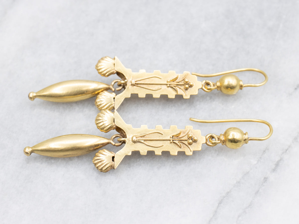 Antique Etruscan Revival Georgian-Victorian Era Dangle Earrings