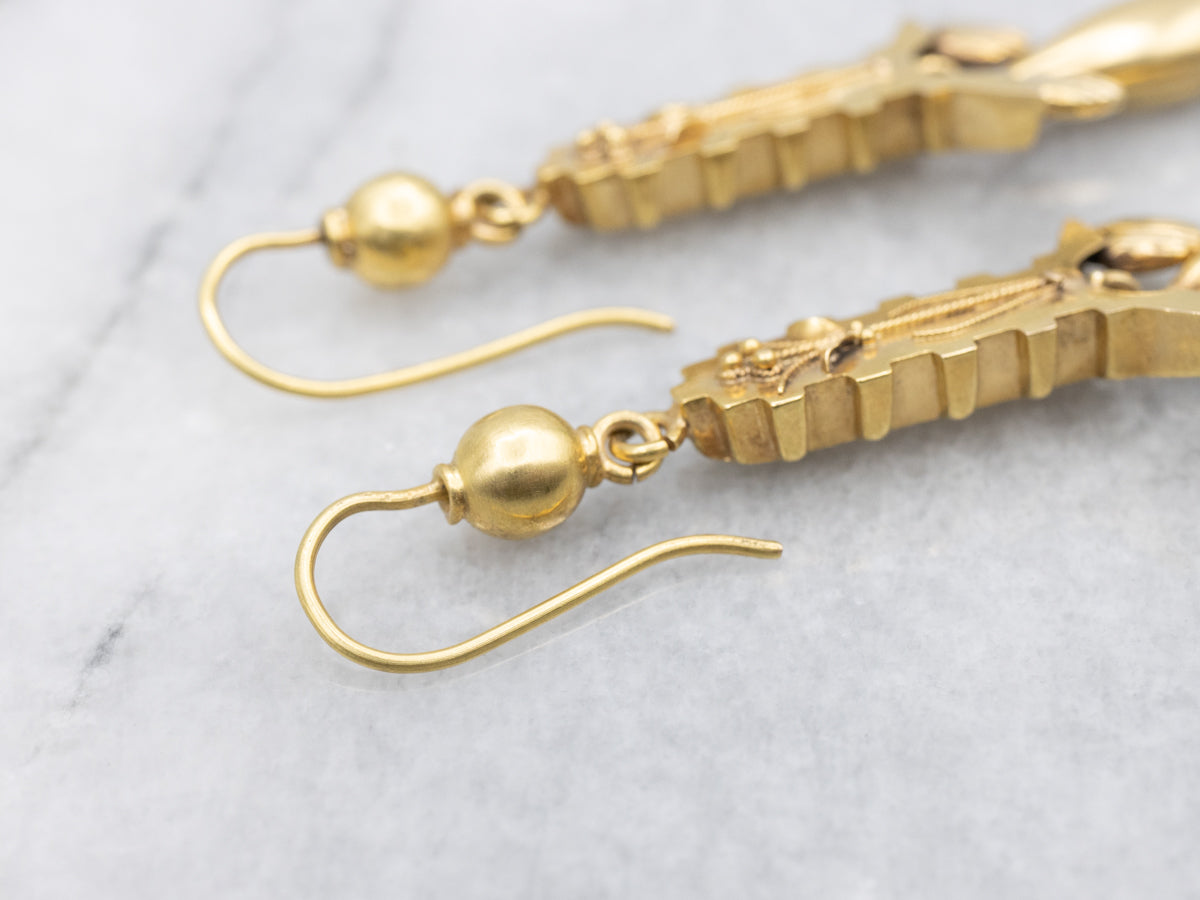 Antique Etruscan Revival Georgian-Victorian Era Dangle Earrings