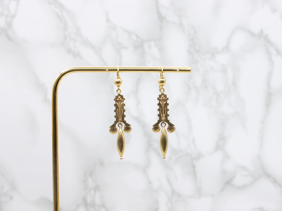Antique Etruscan Revival Georgian-Victorian Era Dangle Earrings