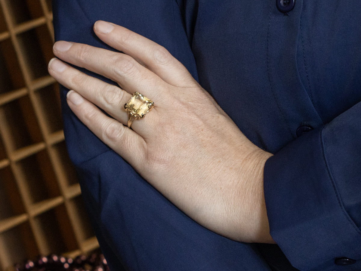Rare Golden Scapolite Cocktail Ring