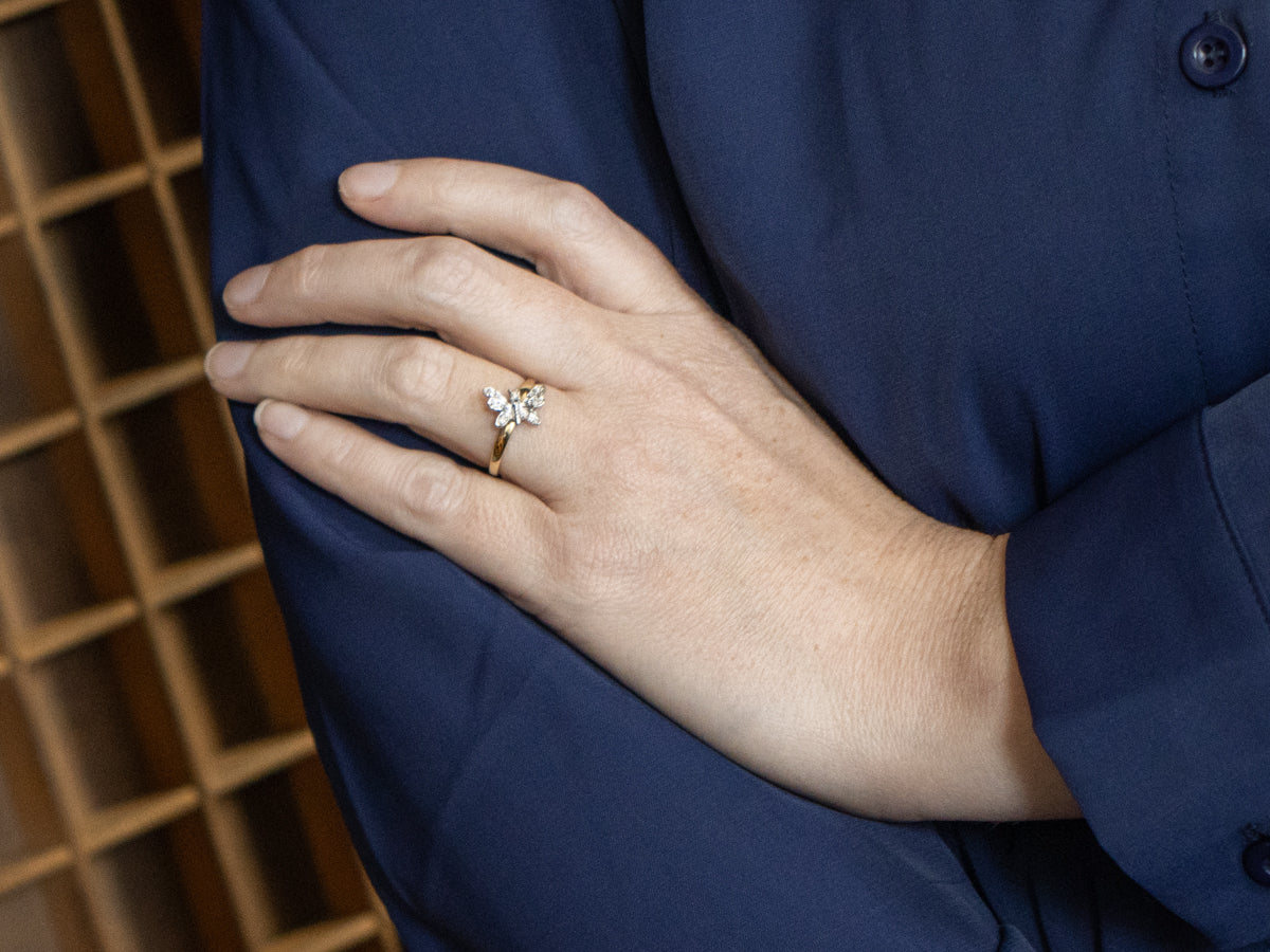 Sweetly Sparkling Diamond Butterfly Ring