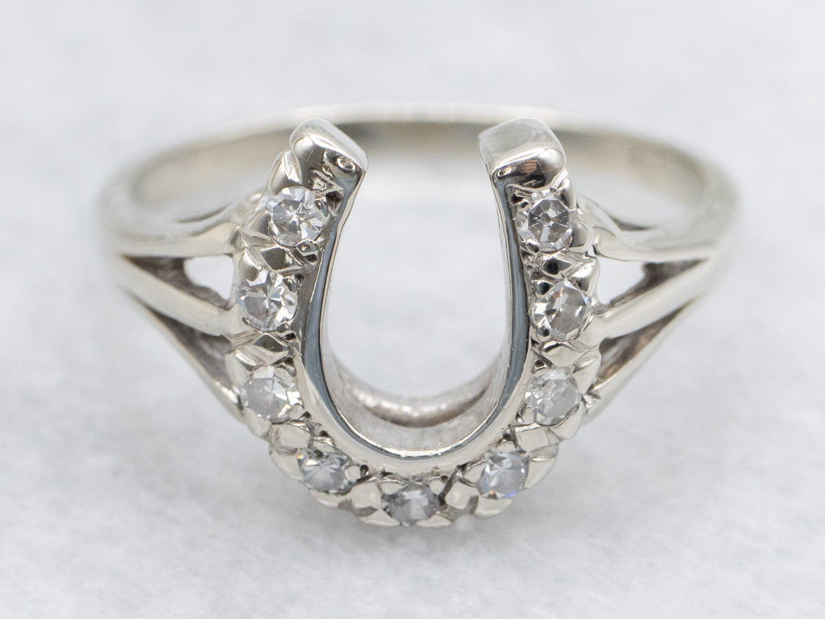 Sparkling Diamond Horseshoe Ring