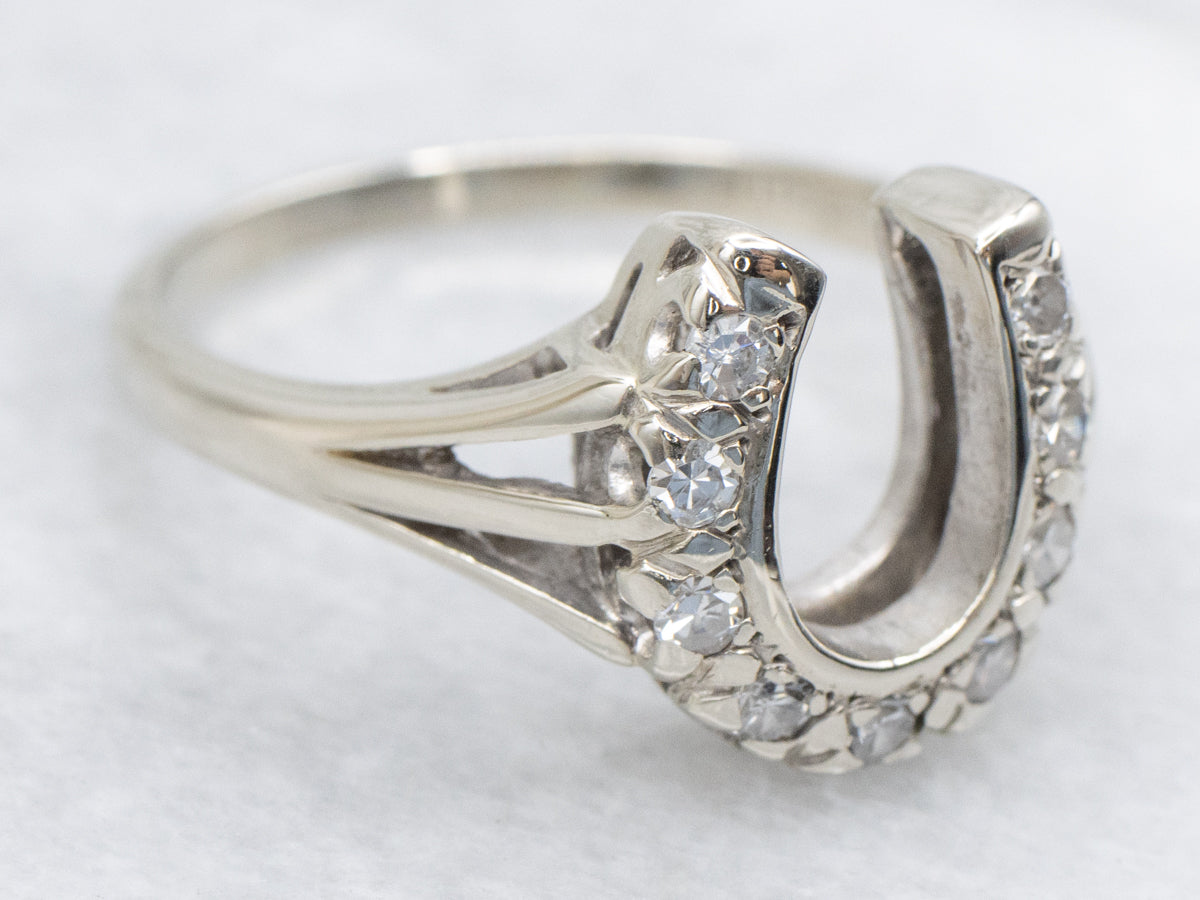 Sparkling Diamond Horseshoe Ring