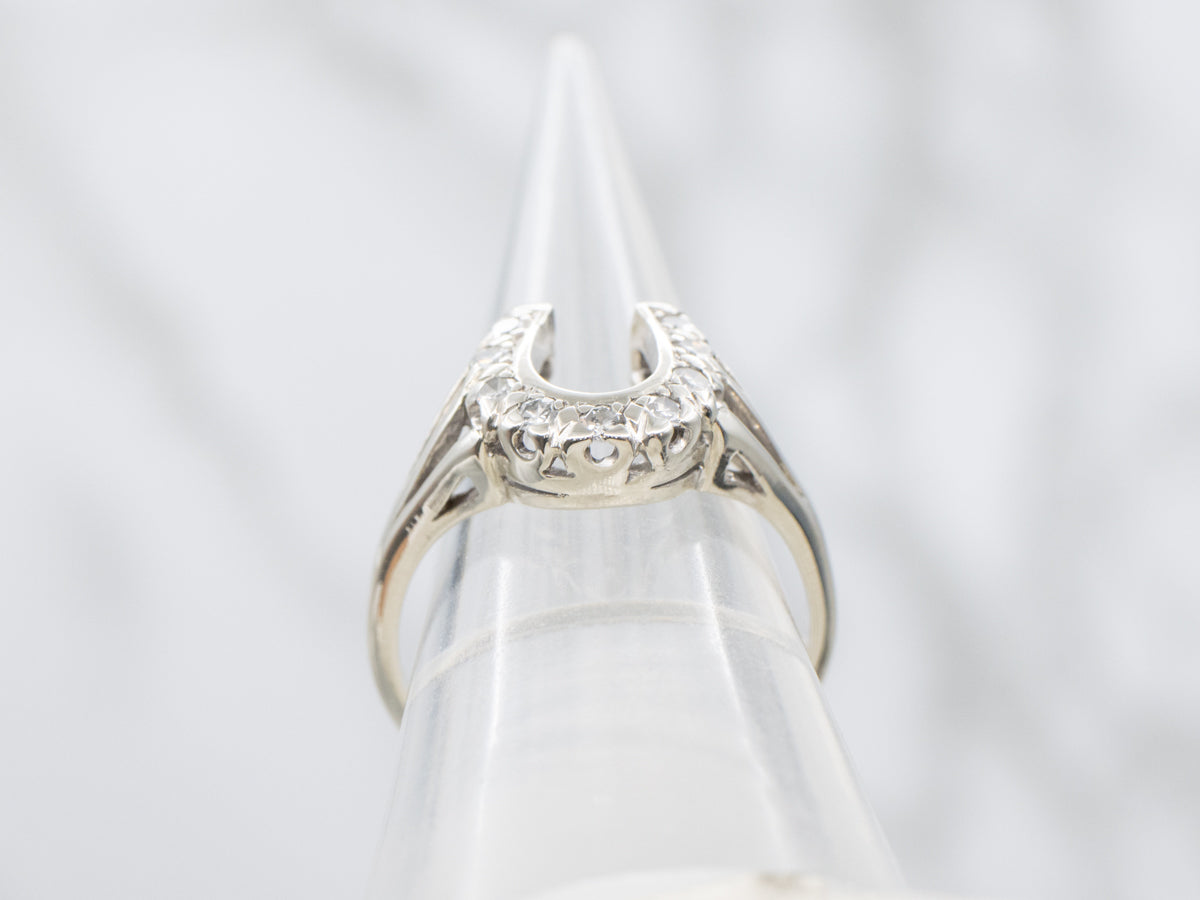 Sparkling Diamond Horseshoe Ring