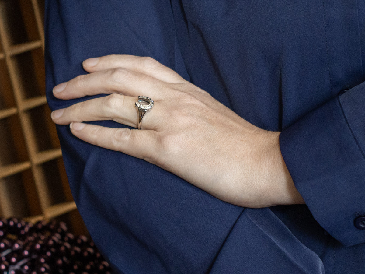 Sparkling Diamond Horseshoe Ring