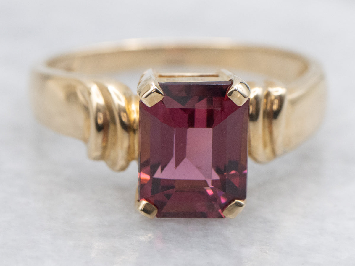 Pink Rhodolite Garnet Solitaire Ring