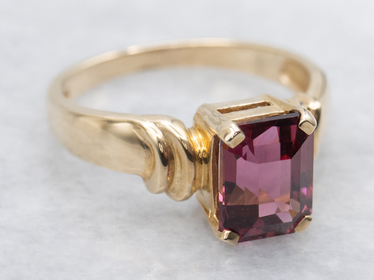 Pink Rhodolite Garnet Solitaire Ring