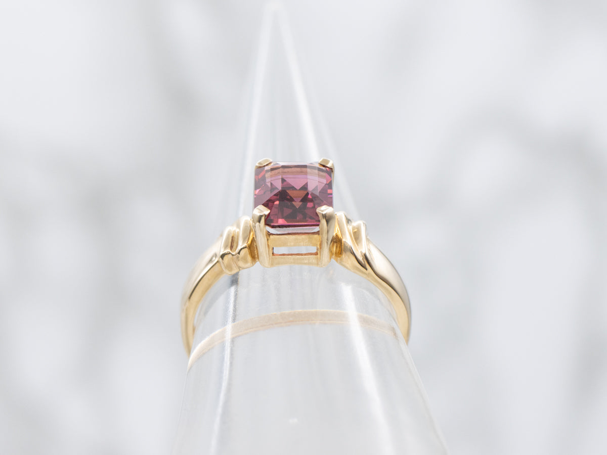 Pink Rhodolite Garnet Solitaire Ring