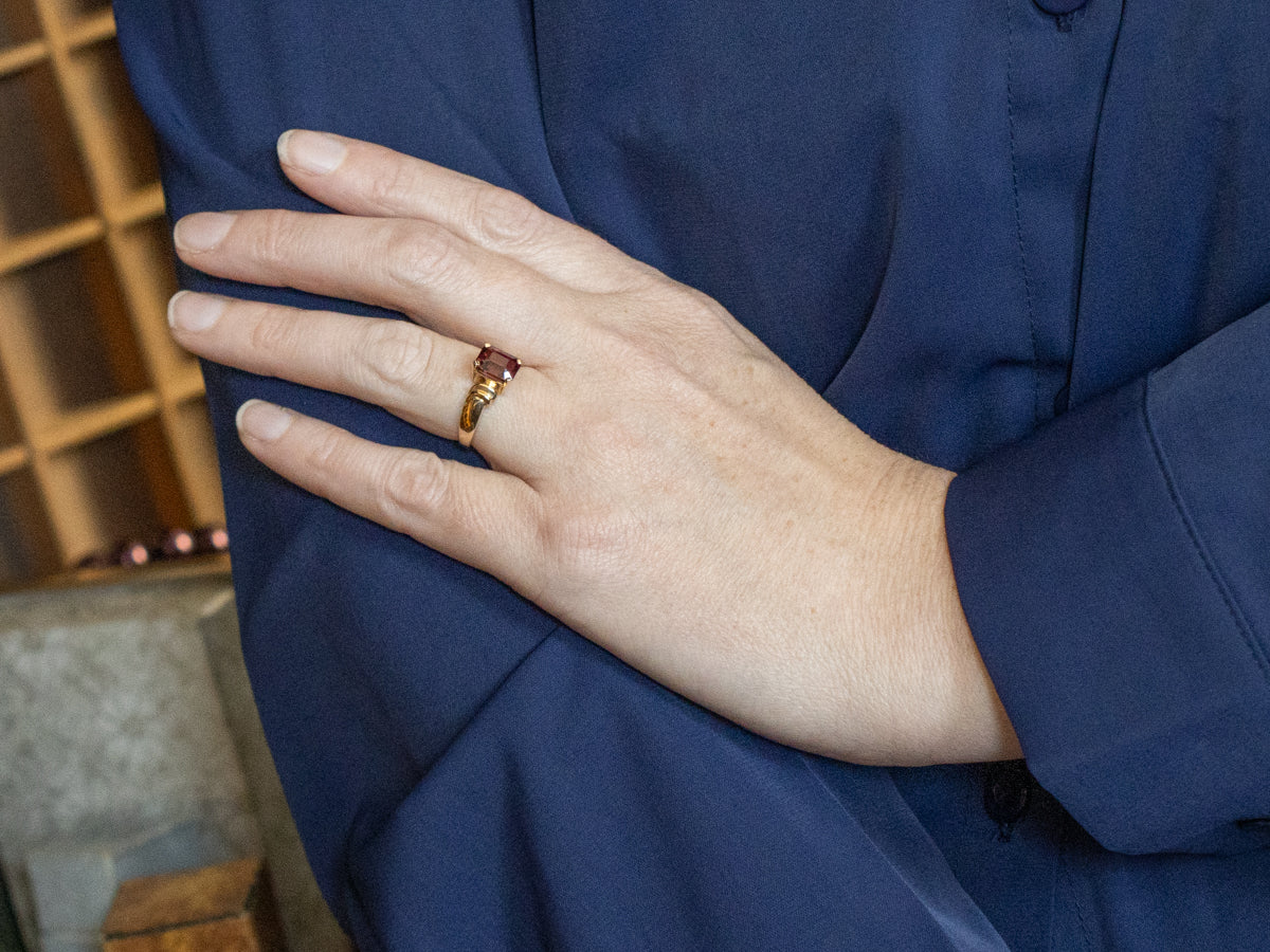 Pink Rhodolite Garnet Solitaire Ring