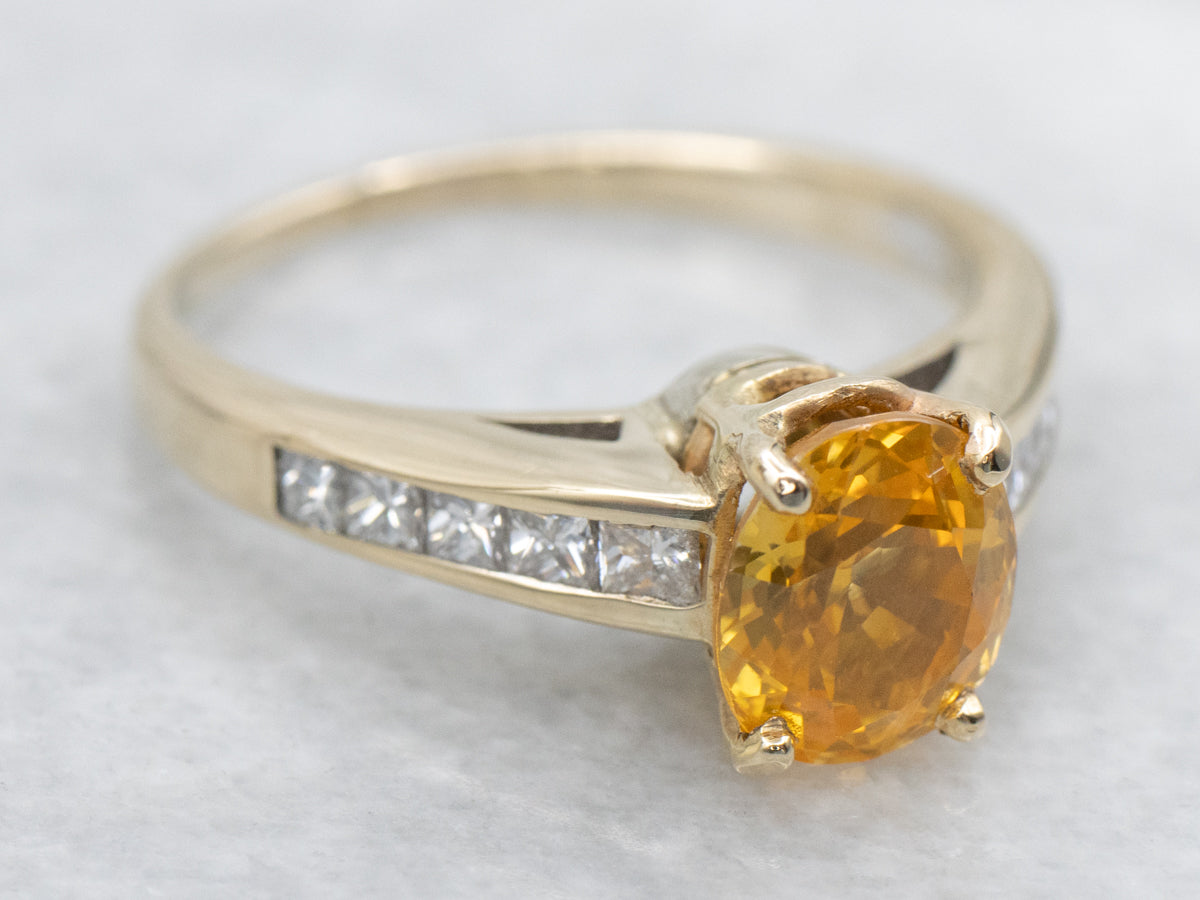 Gorgeous Gold Ceylon Sapphire and Urban Style Diamond Ring