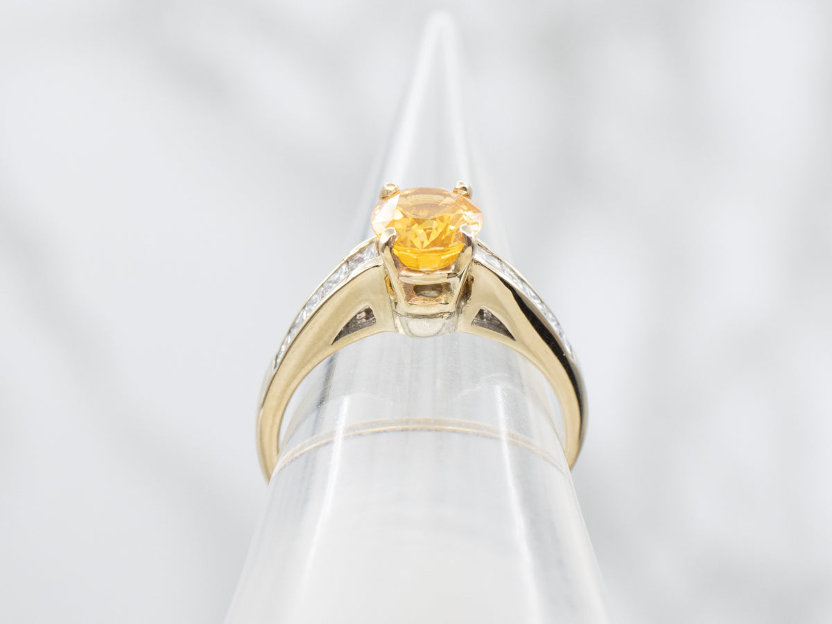 Gorgeous Gold Ceylon Sapphire and Urban Style Diamond Ring