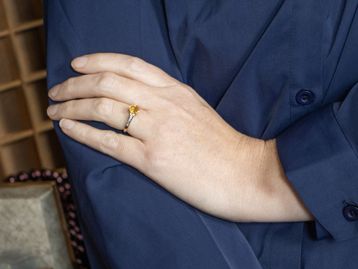 Gorgeous Gold Ceylon Sapphire and Urban Style Diamond Ring