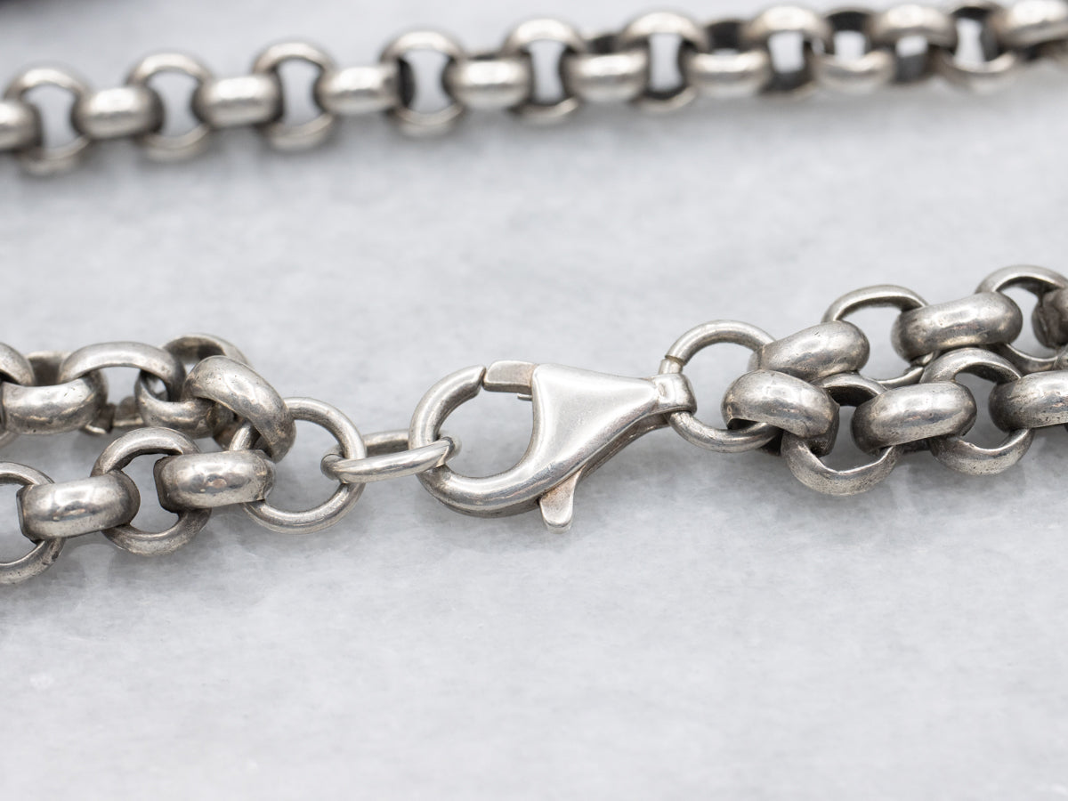 Sodalite and Glass Beaded Antique Silver Necklace