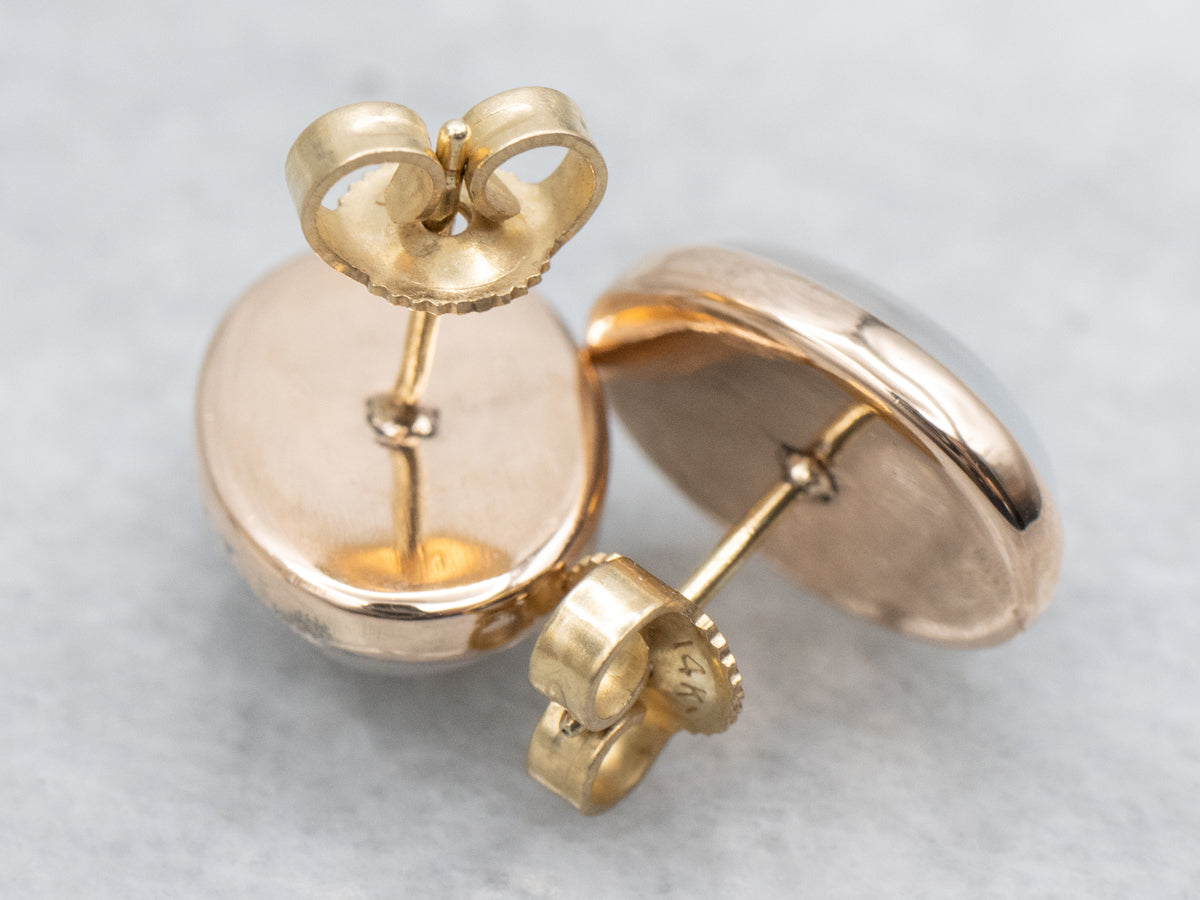 Moonstone and Gold Backed Bezel Set Stud Earrings