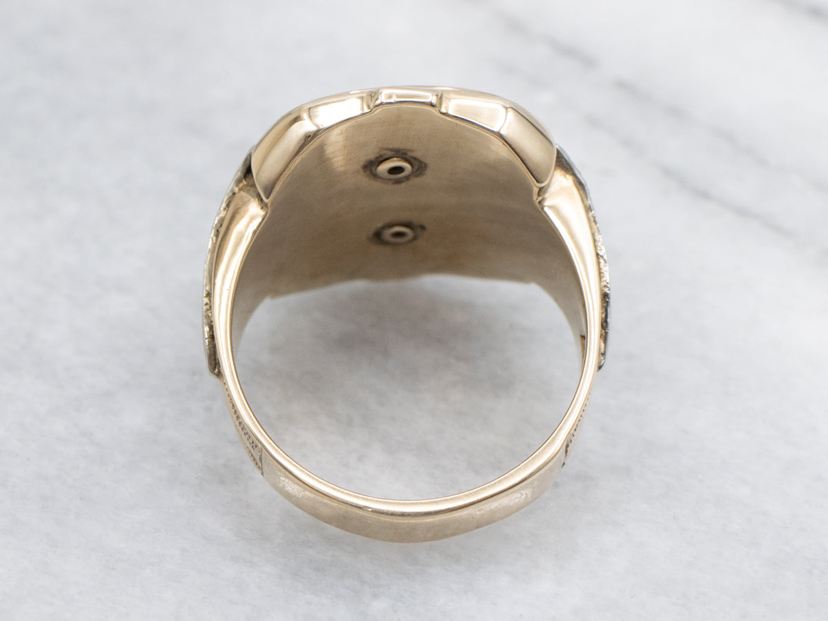 Ornate Vintage Gold Men's Masonic Symbol Ring