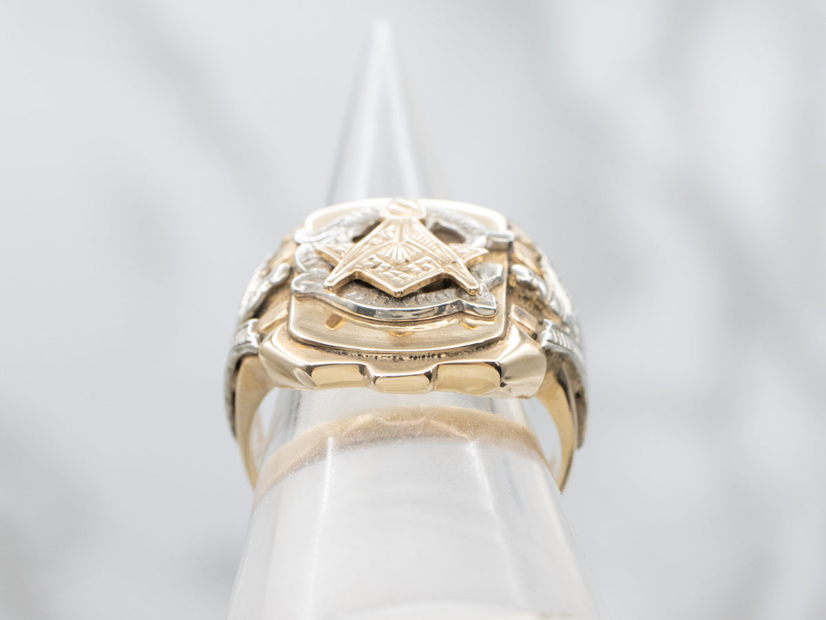 Ornate Vintage Gold Men's Masonic Symbol Ring