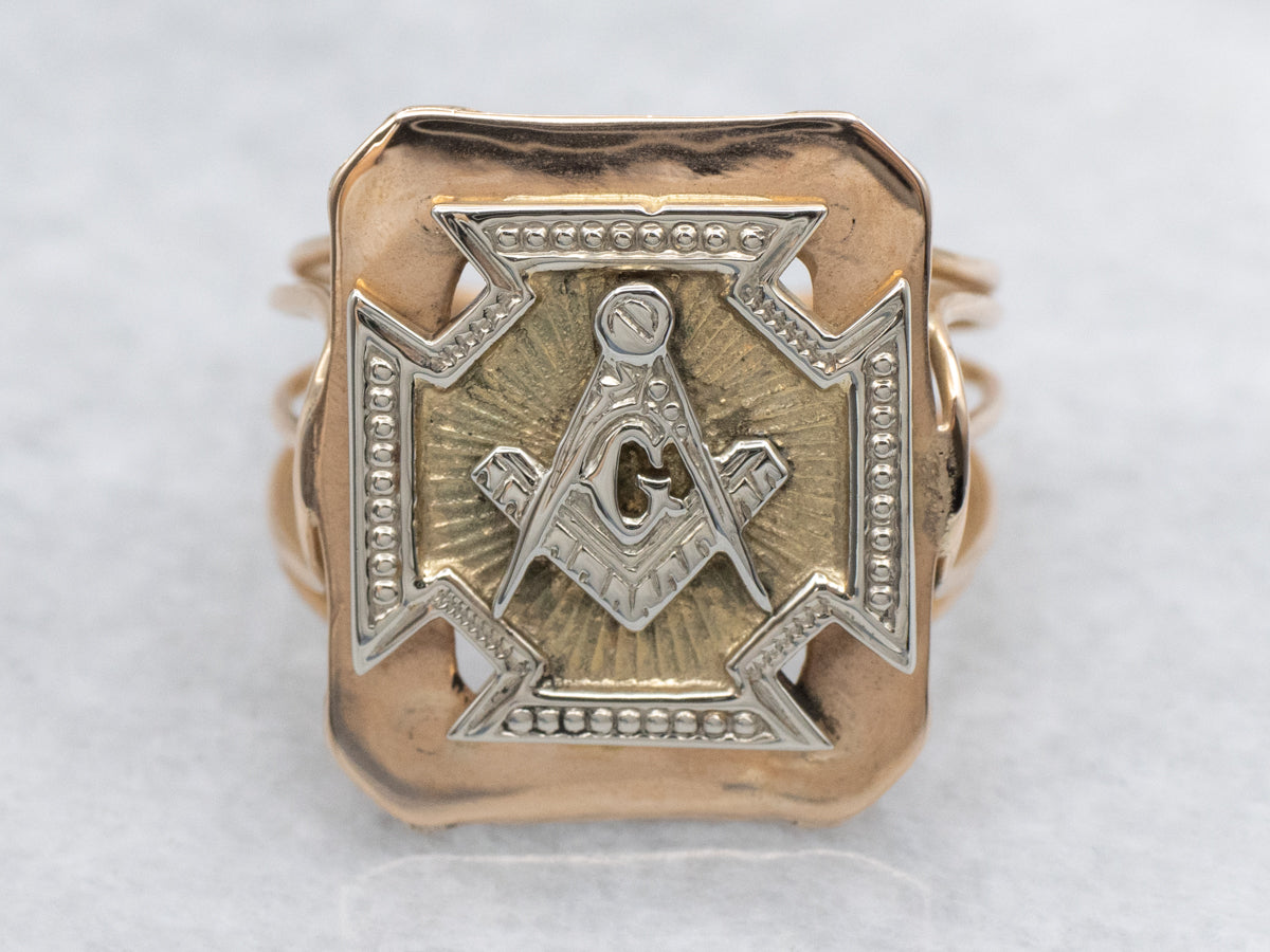 Upcycled Masonic Mixed Metal Signet Ring