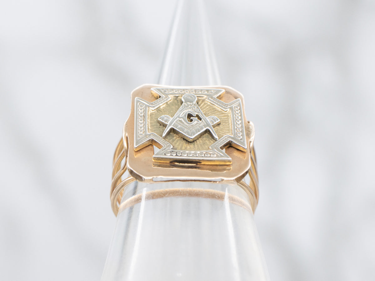 Upcycled Masonic Mixed Metal Signet Ring