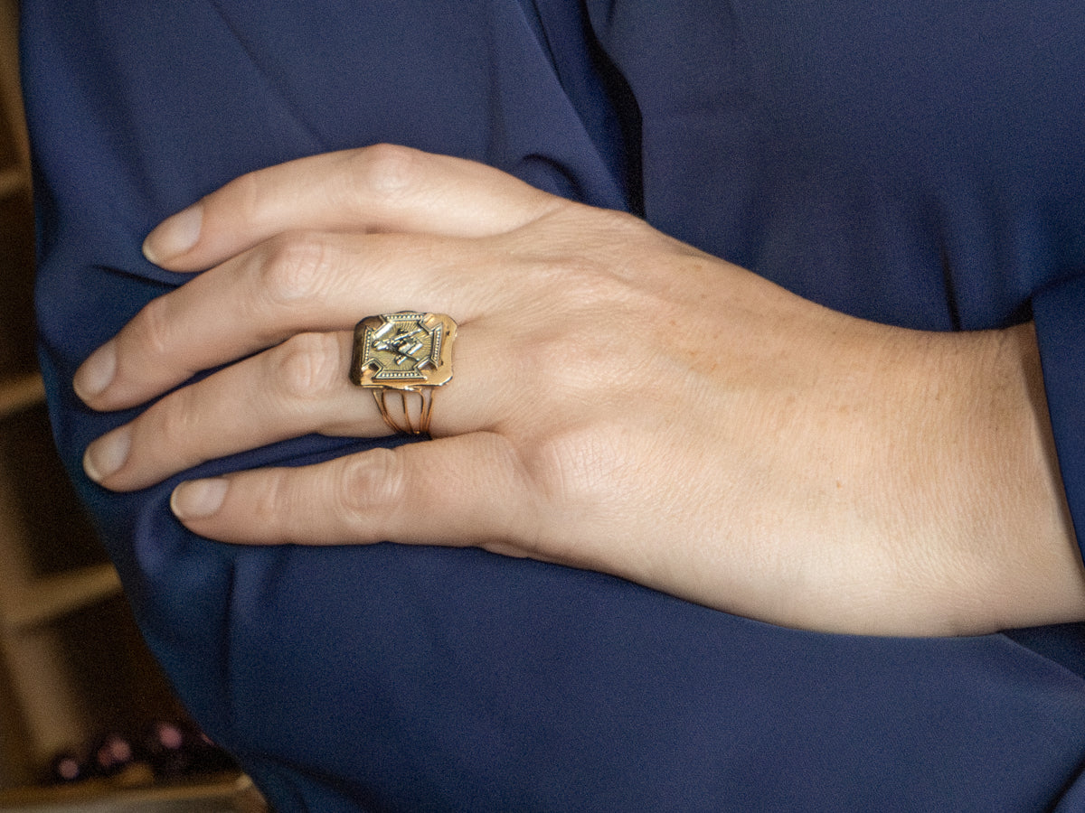 Upcycled Masonic Mixed Metal Signet Ring
