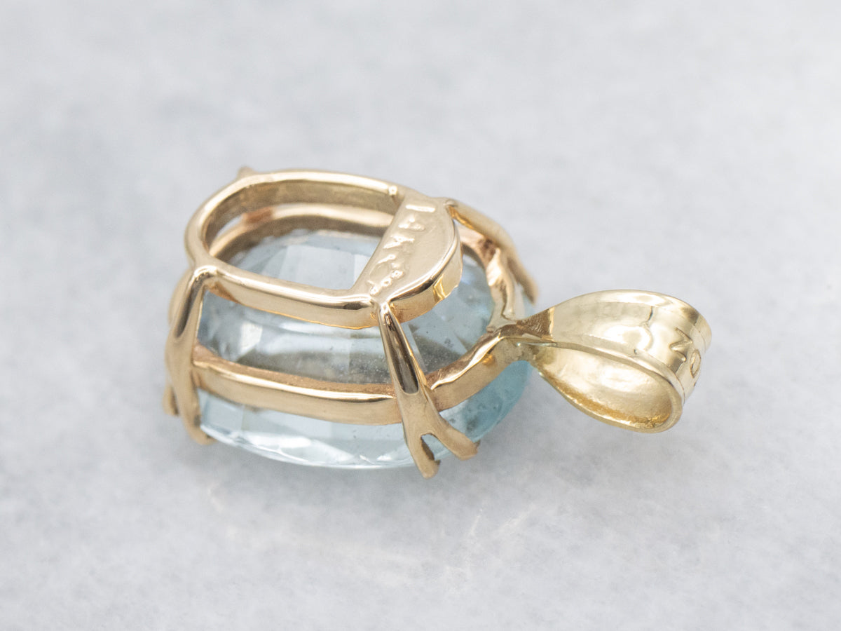 Simply Pretty Something Blue, Aquamarine and Gold Pendant