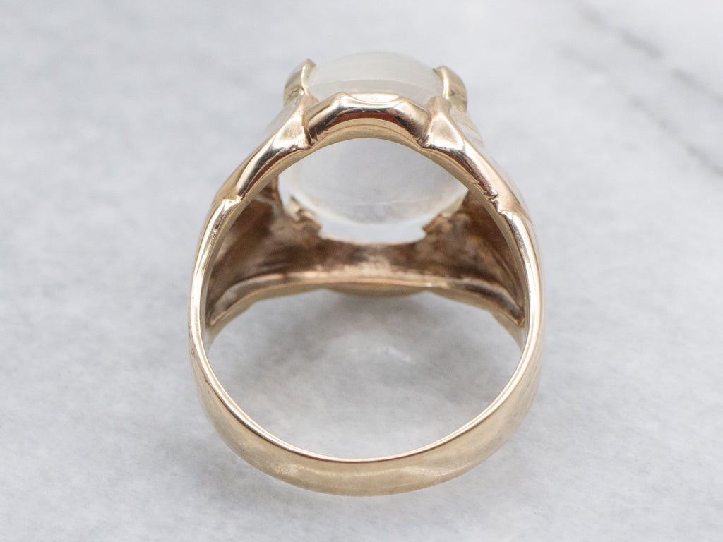 Bold Mid-Century Gold Moonstone Unisex Ring