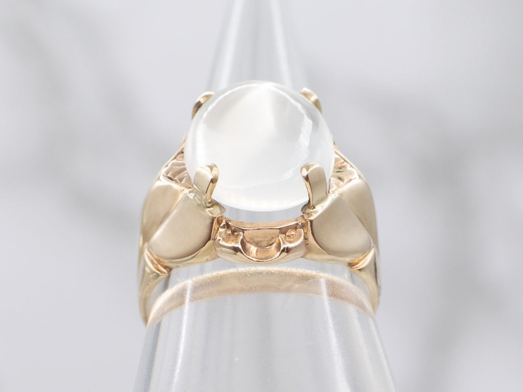 Bold Mid-Century Gold Moonstone Unisex Ring