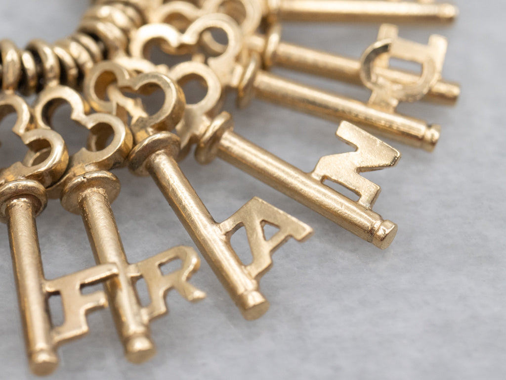 Vintage Gold "SAN FRANCISCO" Skeleton Key Cluster Charm