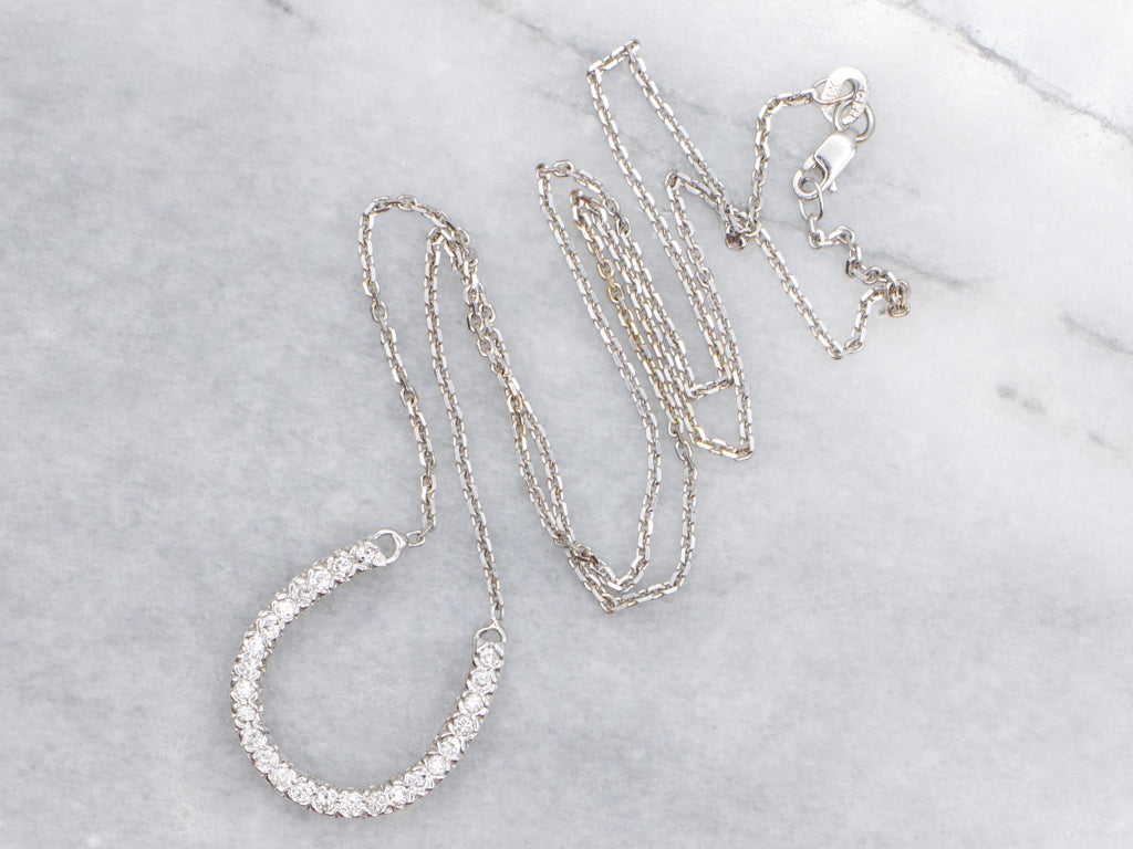 Lucky Gold Diamond Encrusted Horse Shoe Pendant Necklace