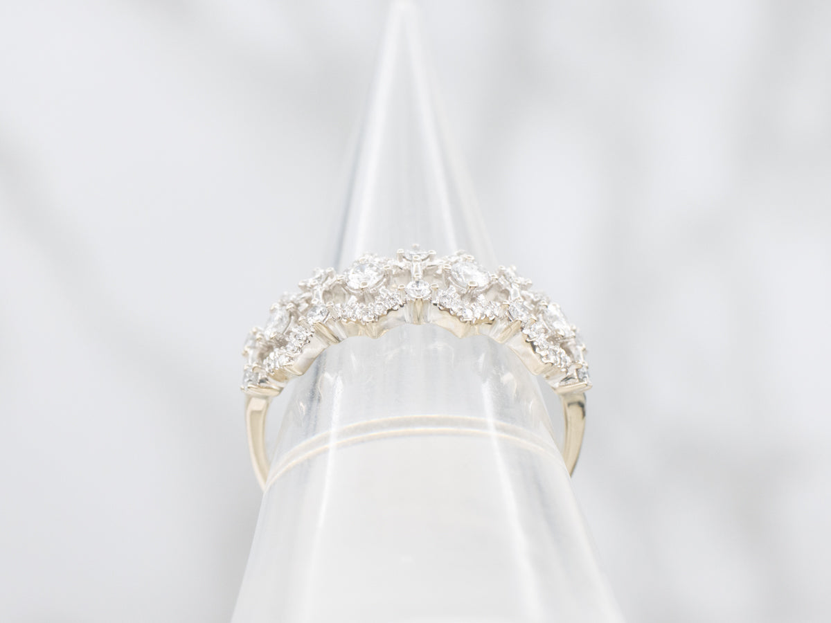 White Gold Diamond Encrusted Lattice Band