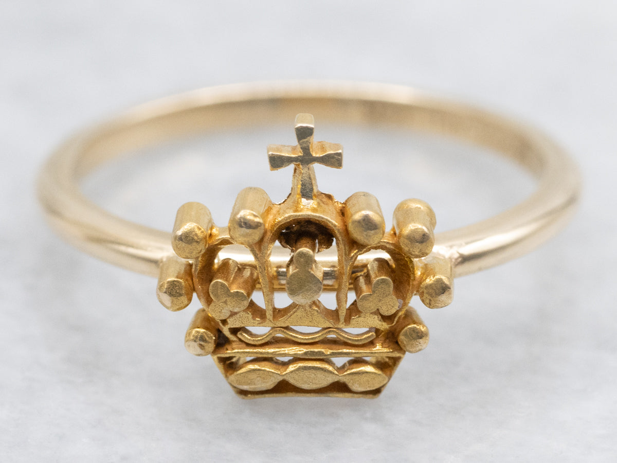 Vintage Yellow Gold Royal Crown Ring