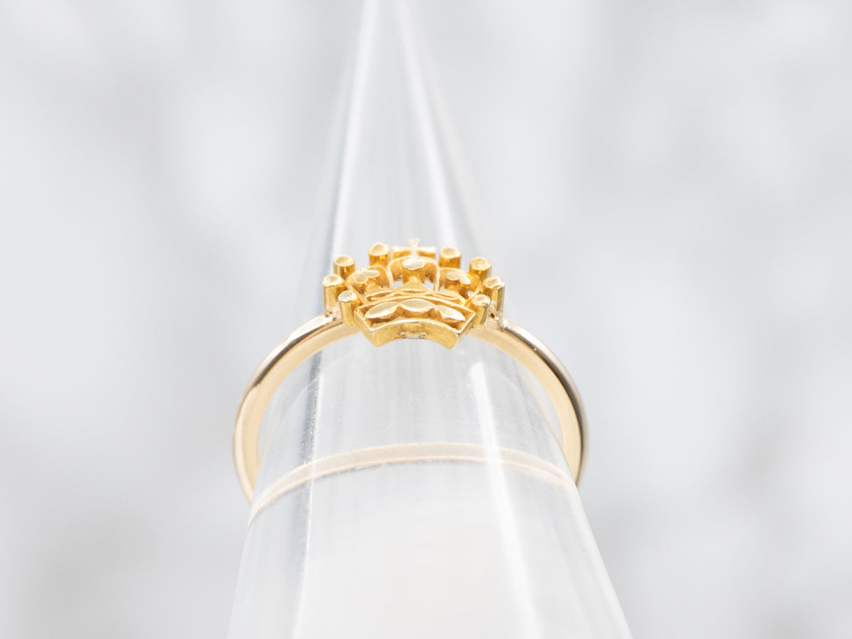 Vintage Yellow Gold Royal Crown Ring