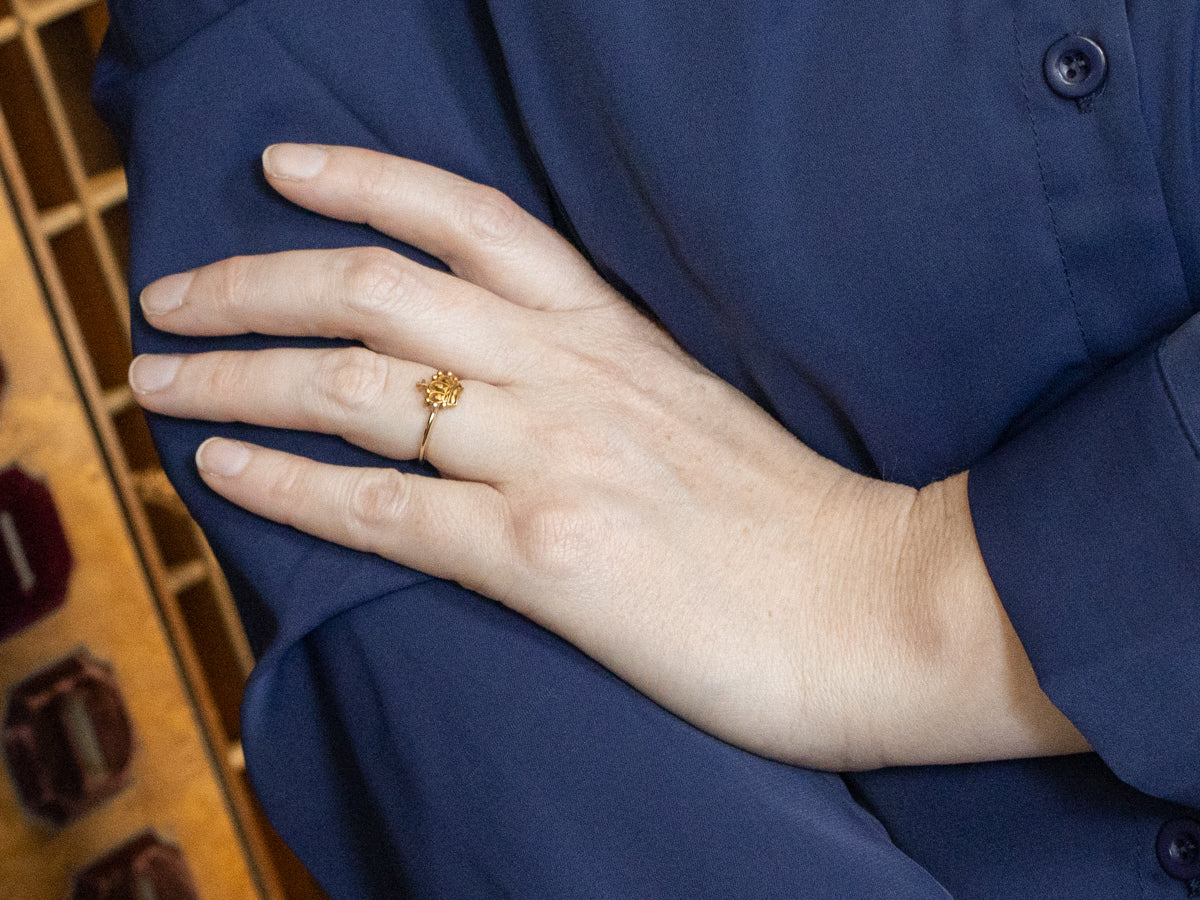 Vintage Yellow Gold Royal Crown Ring