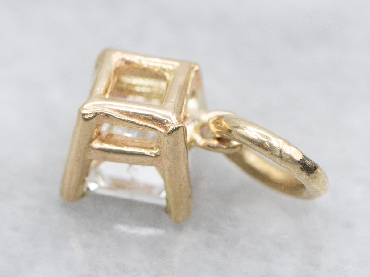 Gold Princess Cut Diamond Solitaire Pendant