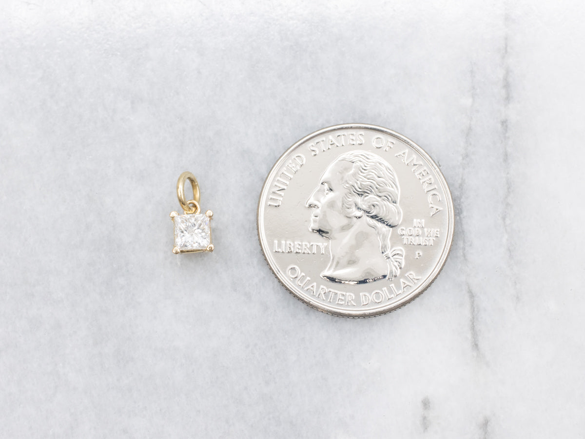 Gold Princess Cut Diamond Solitaire Pendant