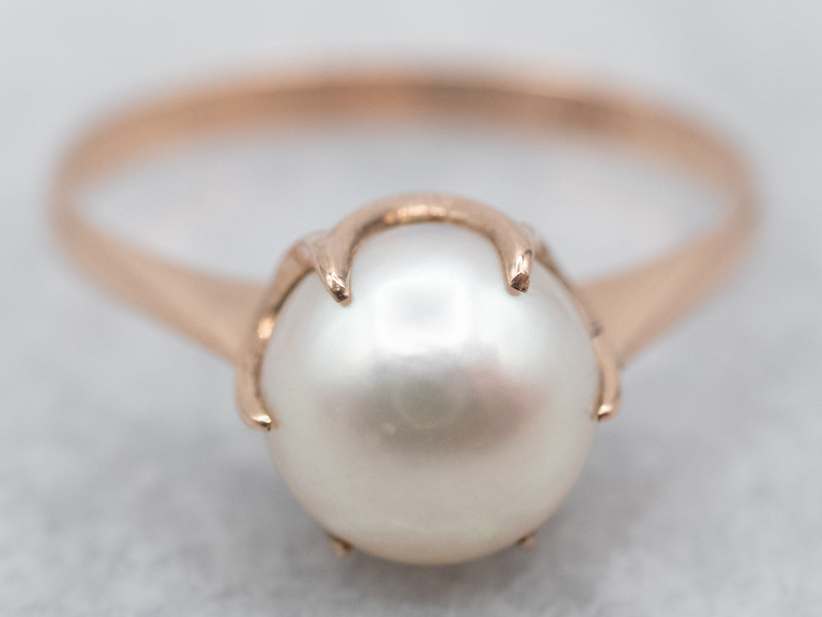 Classic Pearl Solitaire Ring