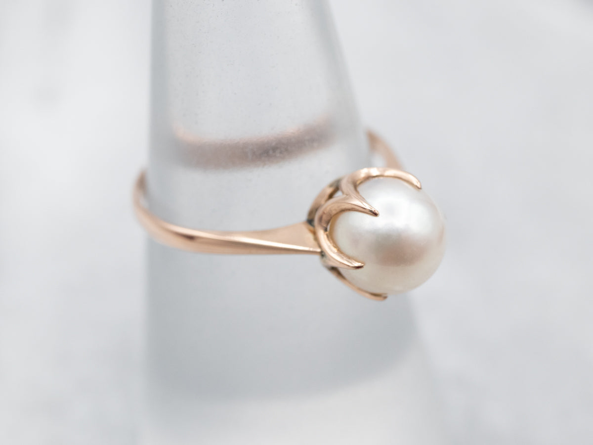 Classic Pearl Solitaire Ring