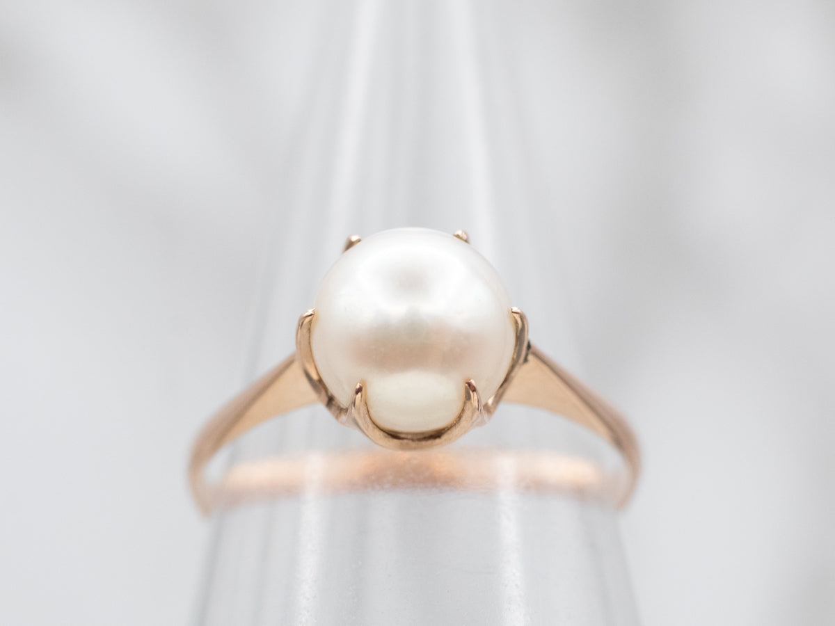 Classic Pearl Solitaire Ring