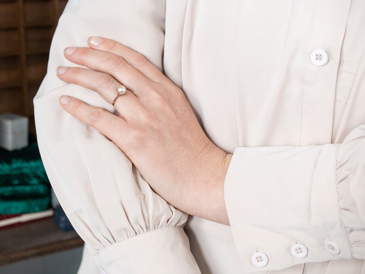 Classic Pearl Solitaire Ring