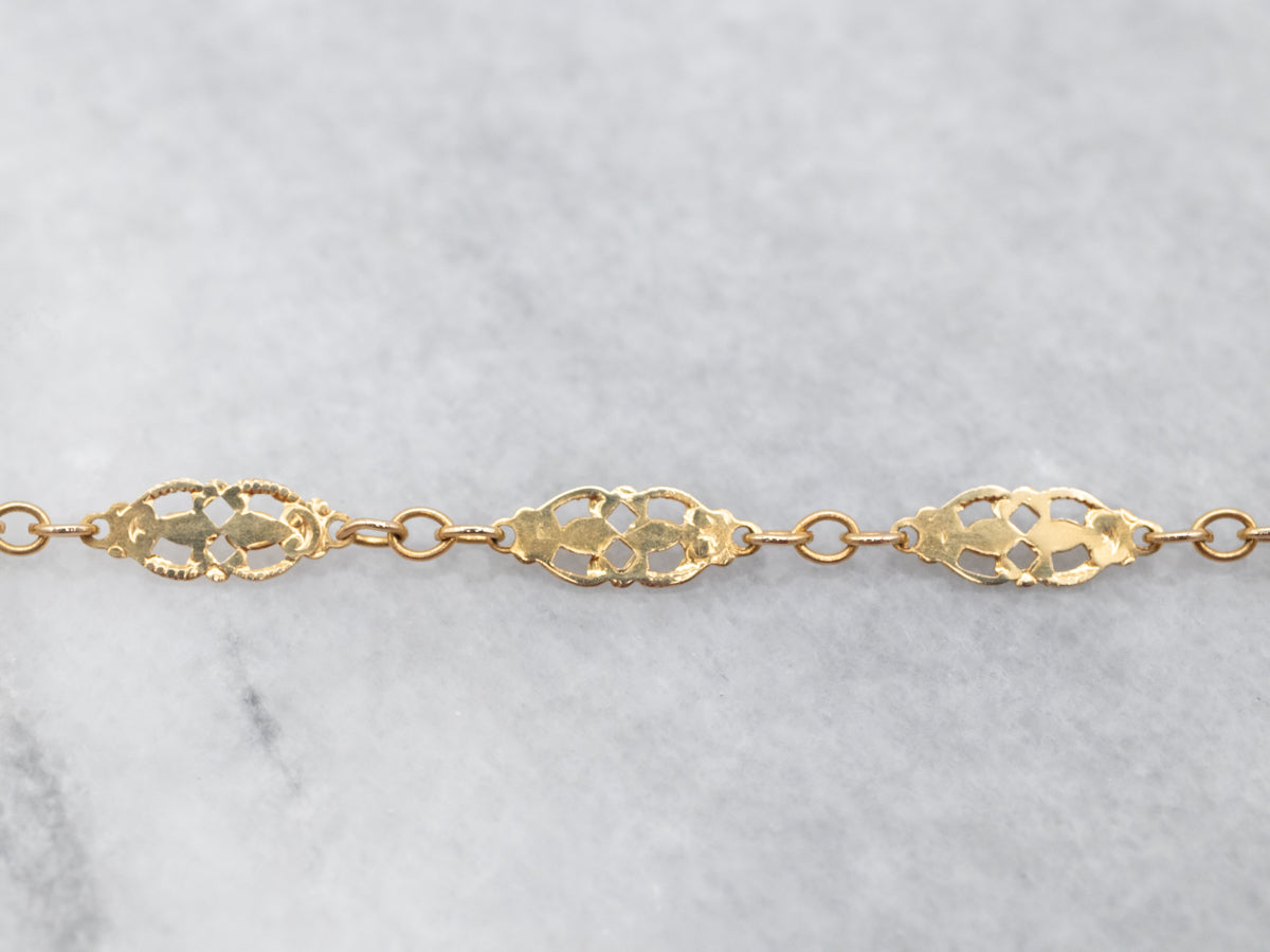 Unique Gold Filigree Link Chain