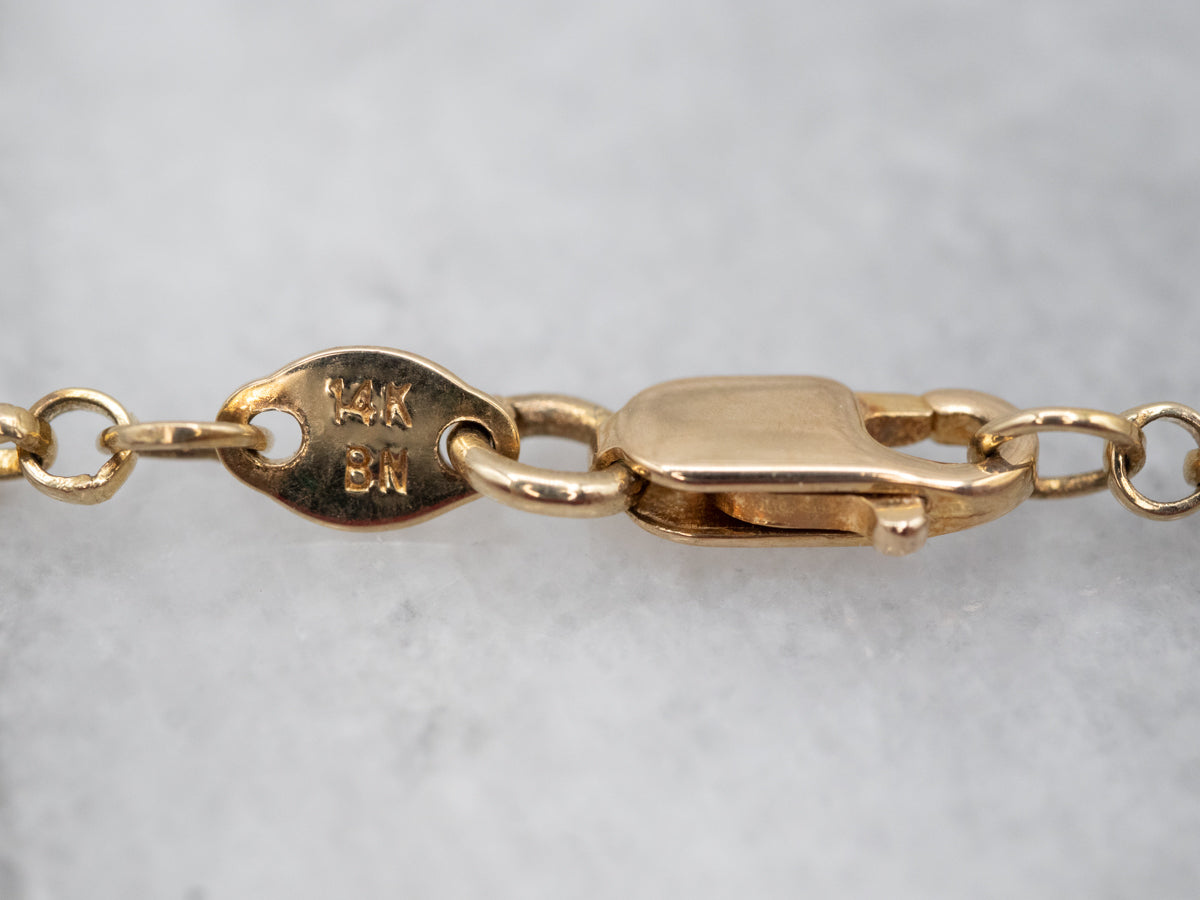 Gold Disc Tassel Rolo Chain Necklace