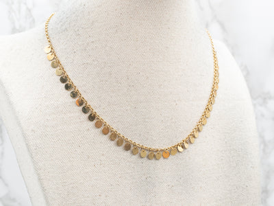 Gold Disc Tassel Rolo Chain Necklace