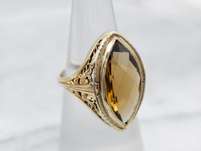 Marquise Cut Citrine Solitaire Ring
