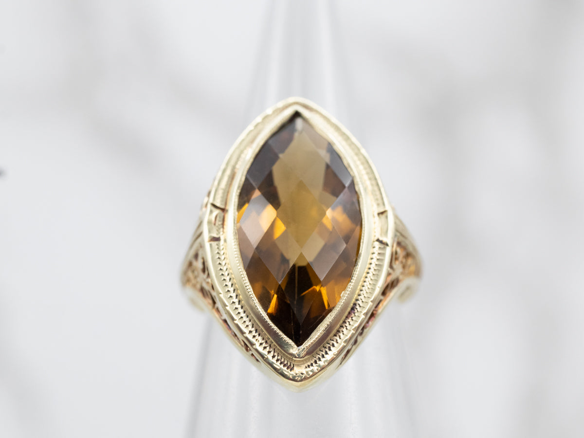 Marquise Cut Citrine Solitaire Ring