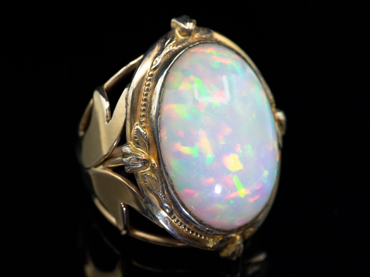 Our Finest Ethiopian Opal, Over 25 carats, Antique Cocktail Ring