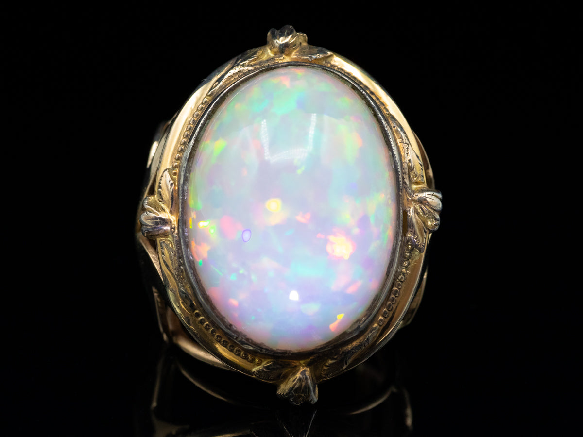 Our Finest Ethiopian Opal, Over 25 carats, Antique Cocktail Ring